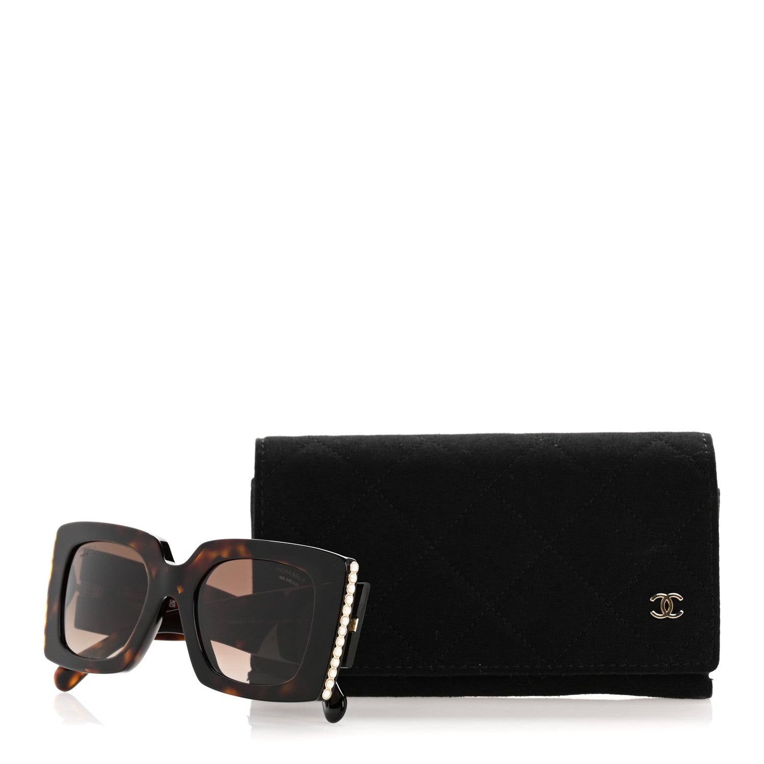 Chanel Acetate Polarized Pearl Rectangle Sunglasses 5480-H-A Tortoise 9 of 9
