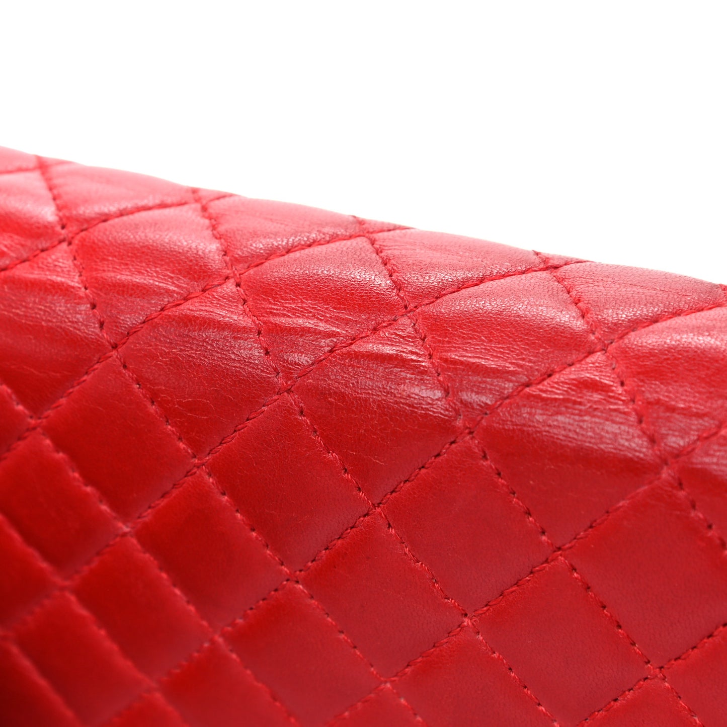 Lambskin Quilted East West Flap Clutch Red