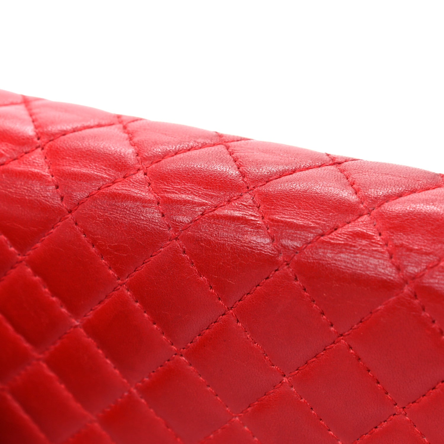 Chanel Lambskin Quilted East West Flap Clutch Red 14 of 16