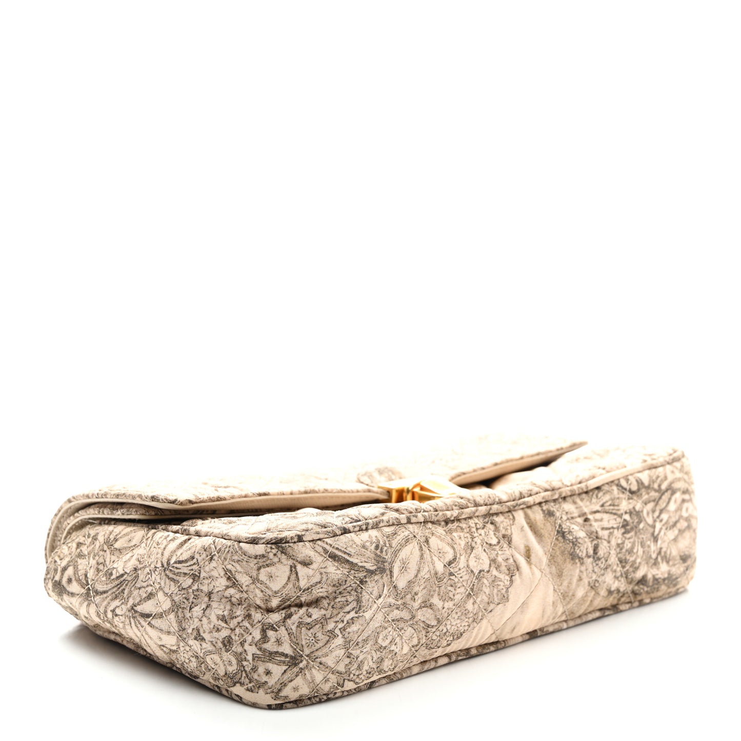Tessuto Nylon Quilted Floral Flap Beige