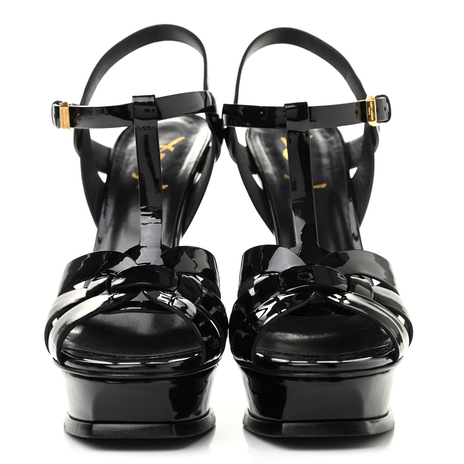 Saint Laurent Patent Tribute 105 Platform Sandals 38.5 Black 2 of 8