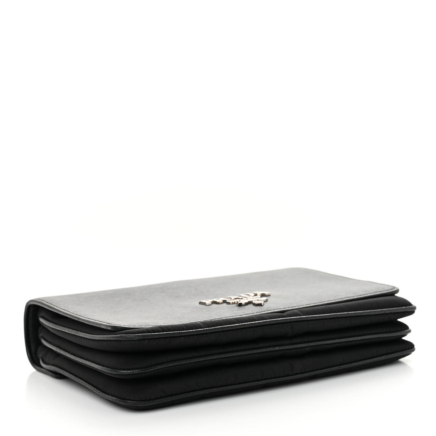 Saffiano Tessuto Nylon Chain Shoulder Bag Black