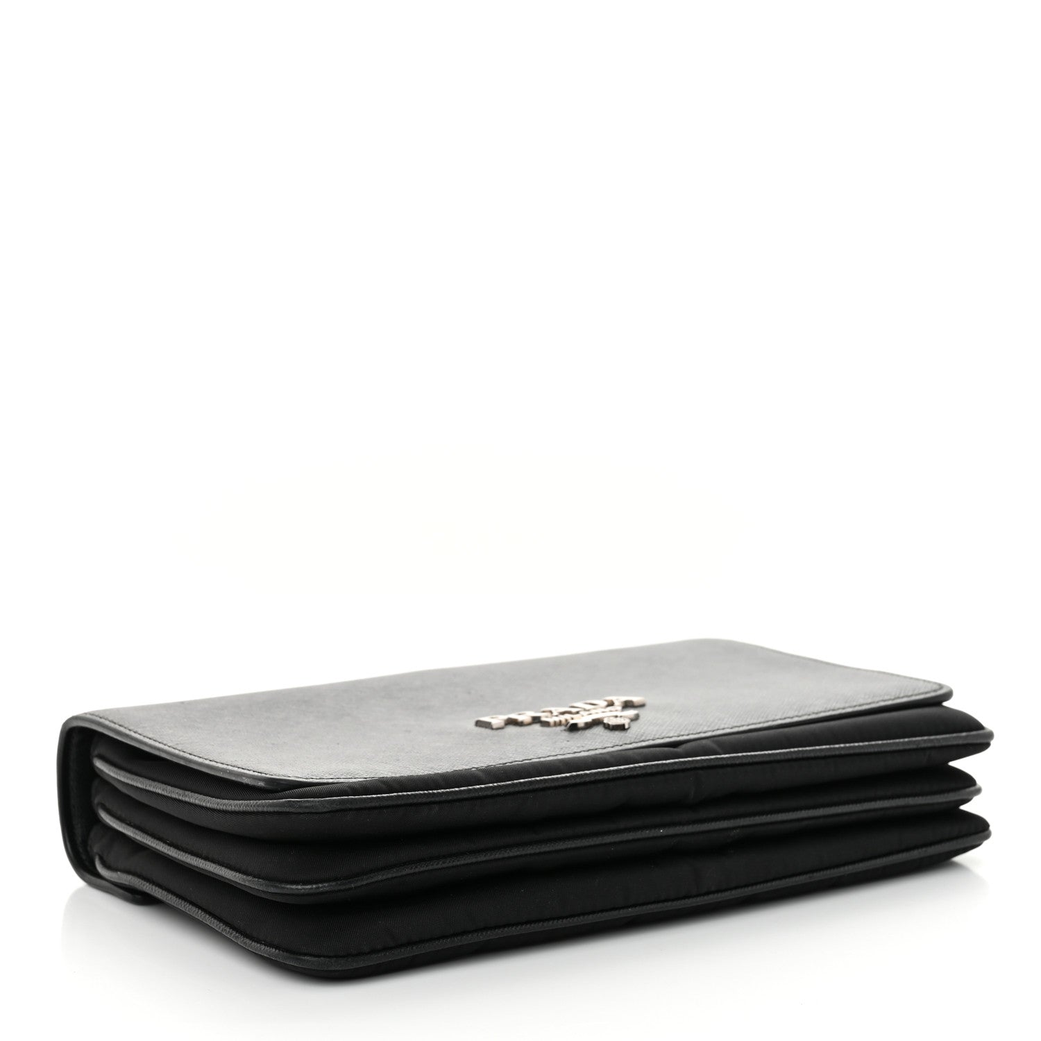 Prada Saffiano Tessuto Nylon Chain Shoulder Bag Black 4 of 11