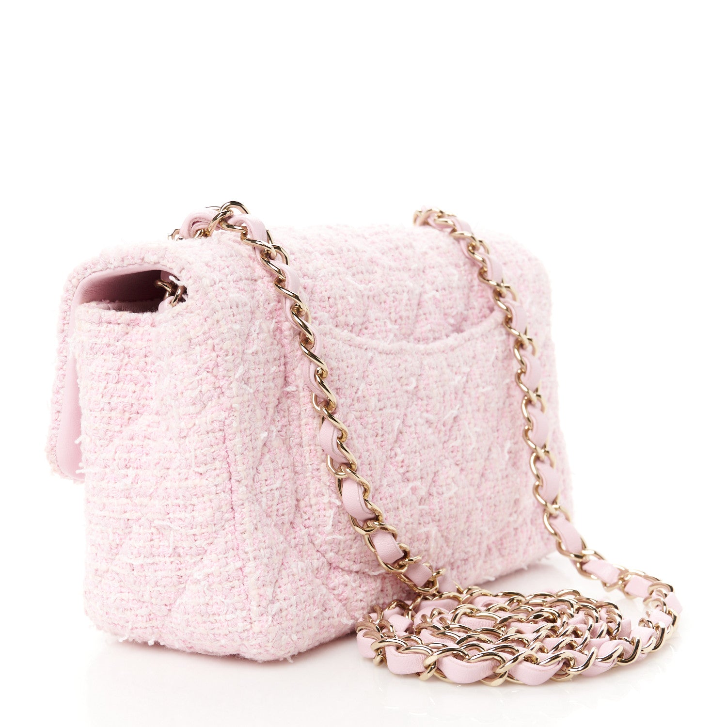 Chanel Tweed Quilted Mini Rectangular Flap Pink 3 of 11