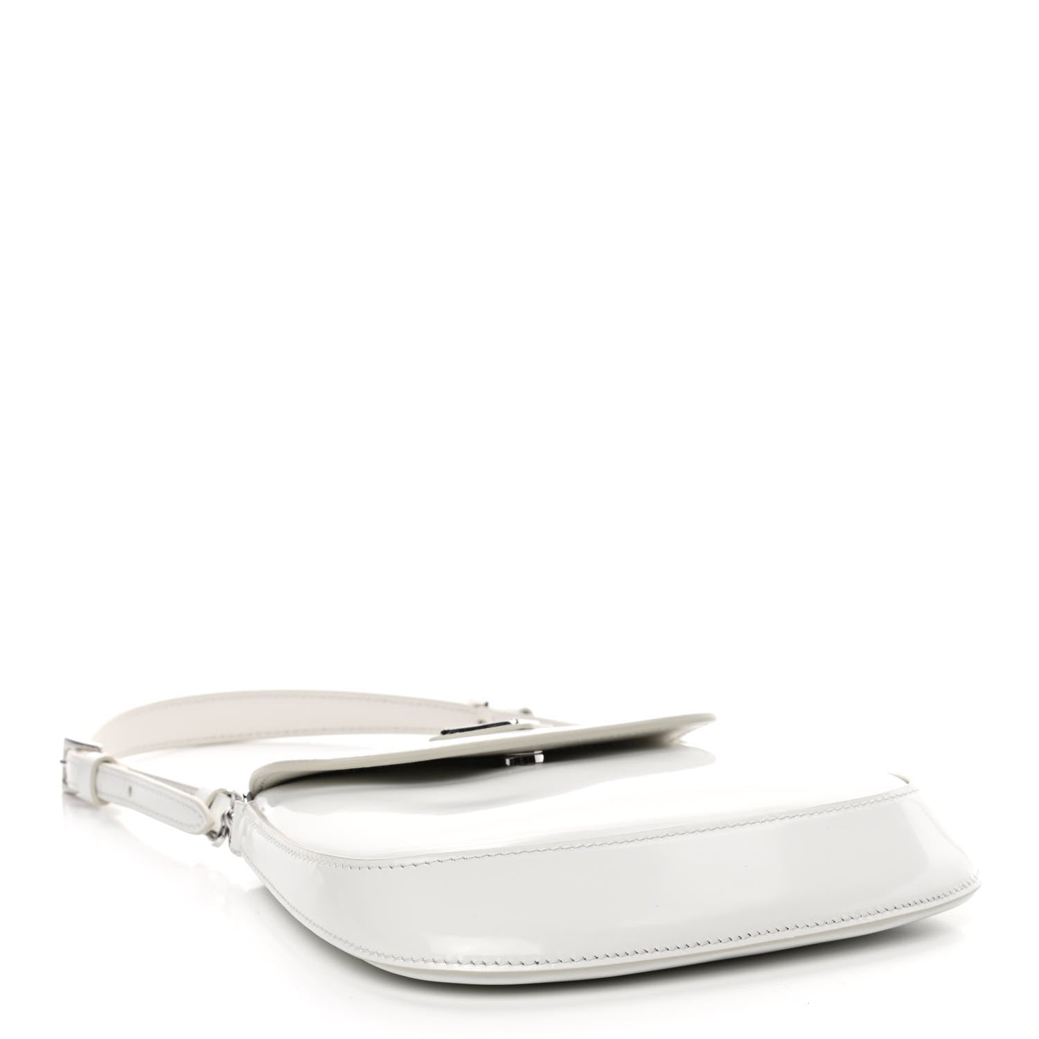 Prada Spazzolato Mini Cleo Flap Adjustable Strap Shoulder Bag White 3 of 4
