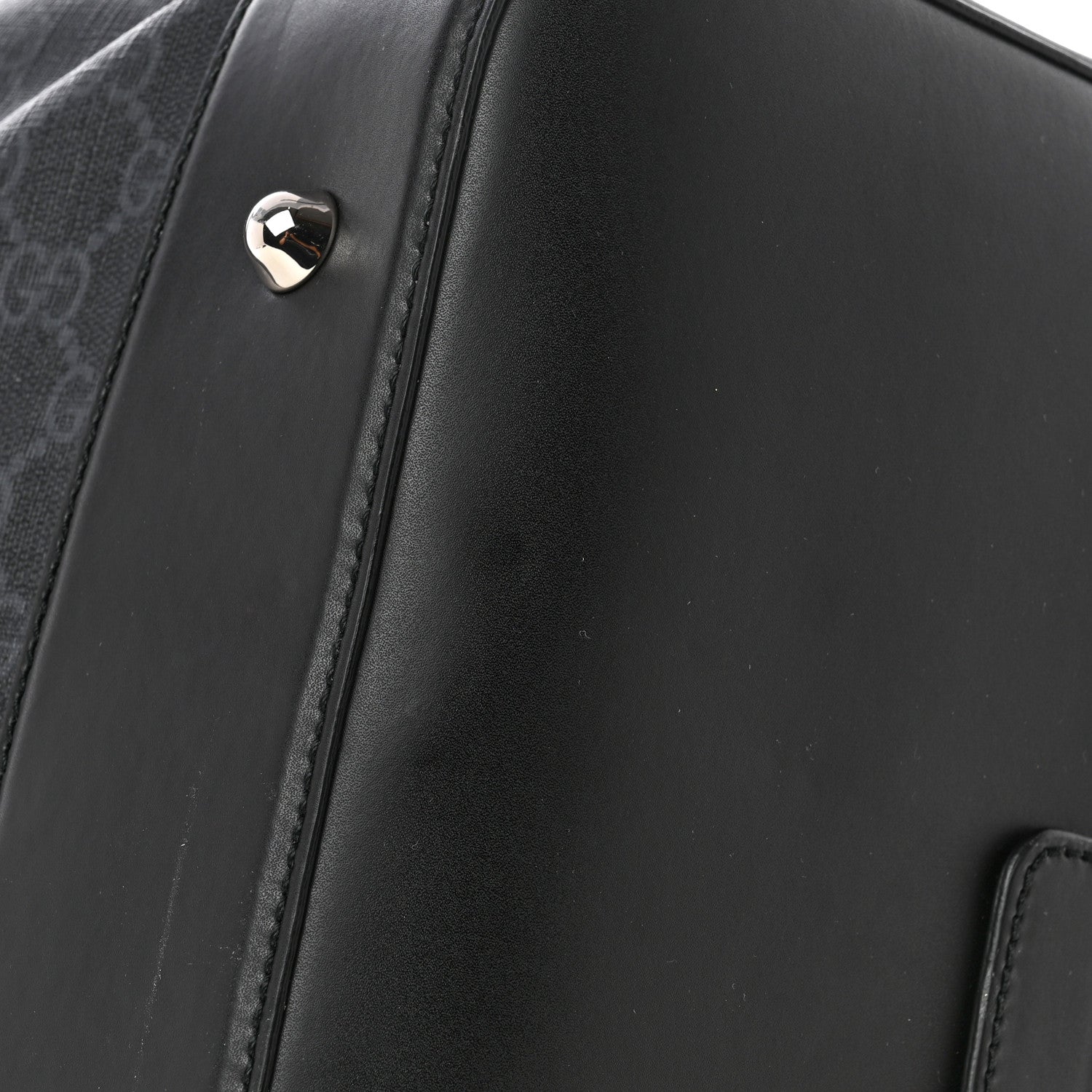Gucci Soft GG Supreme Monogram Appia Calfskin Web Large Carry On Duffle Bag Black Grey 11 of 14