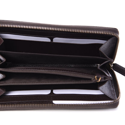 Gucci Dollar Calfskin Boar Effect GG Marmont Zip Around Wallet Dark Cocoa 4 of 6