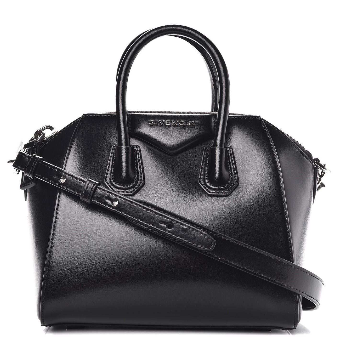 Shiny Lord Calfskin Mini Antigona Black