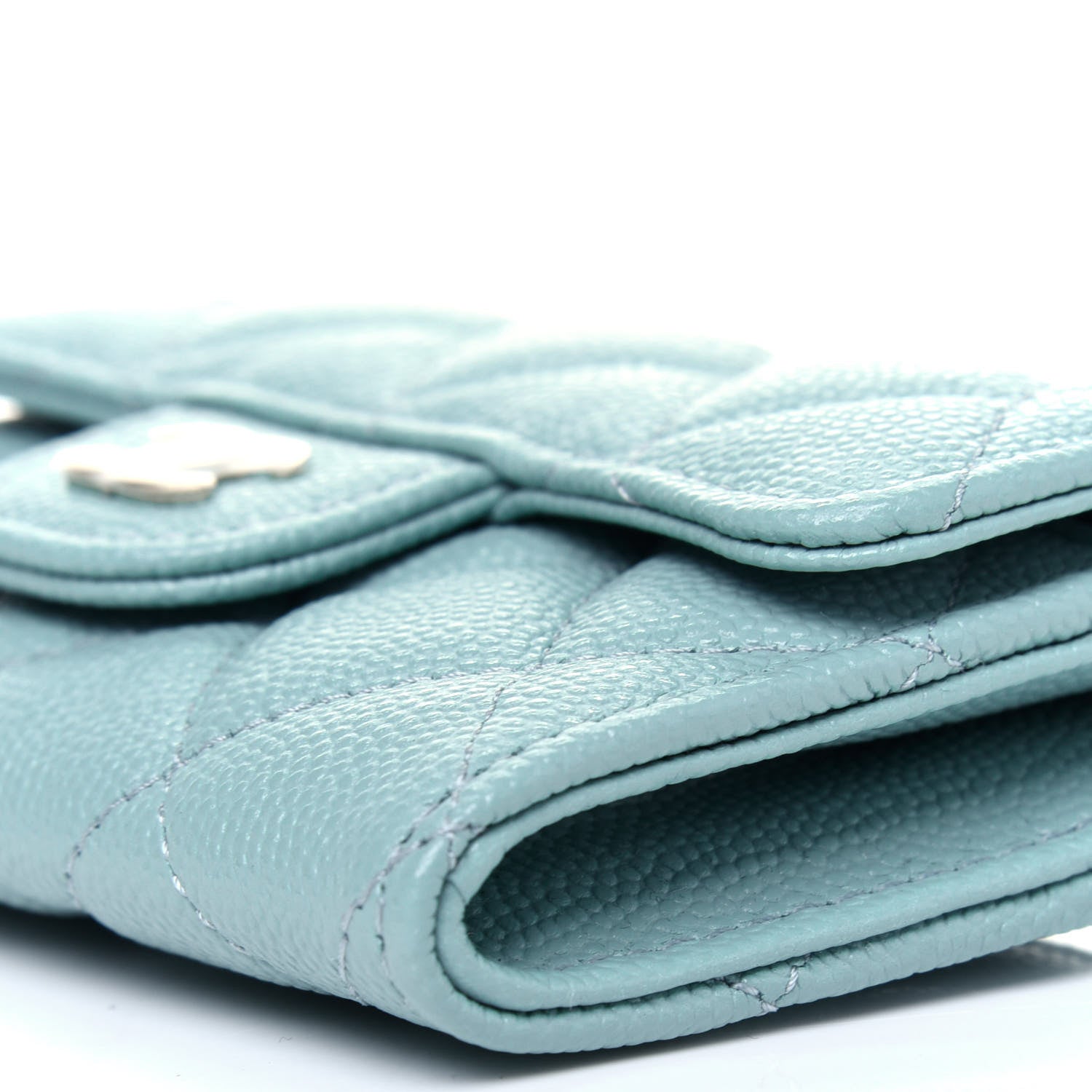 Chanel Caviar Quilted Flap Card Holder Wallet Light Blue 10 of 12