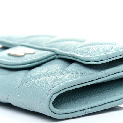 Chanel Caviar Quilted Flap Card Holder Wallet Light Blue 10 of 12