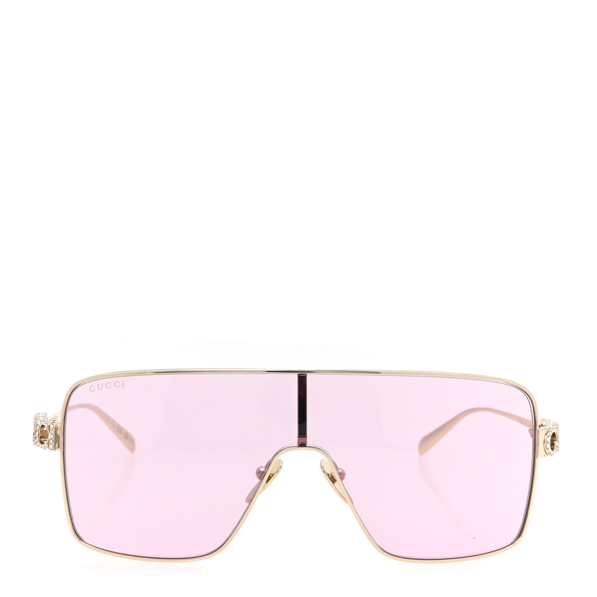Gucci Metal Crystal Rectangular Frame Sunglasses GG1936S Gold 2 of 7