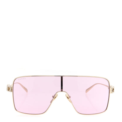 Gucci Metal Crystal Rectangular Frame Sunglasses GG1936S Gold 2 of 7