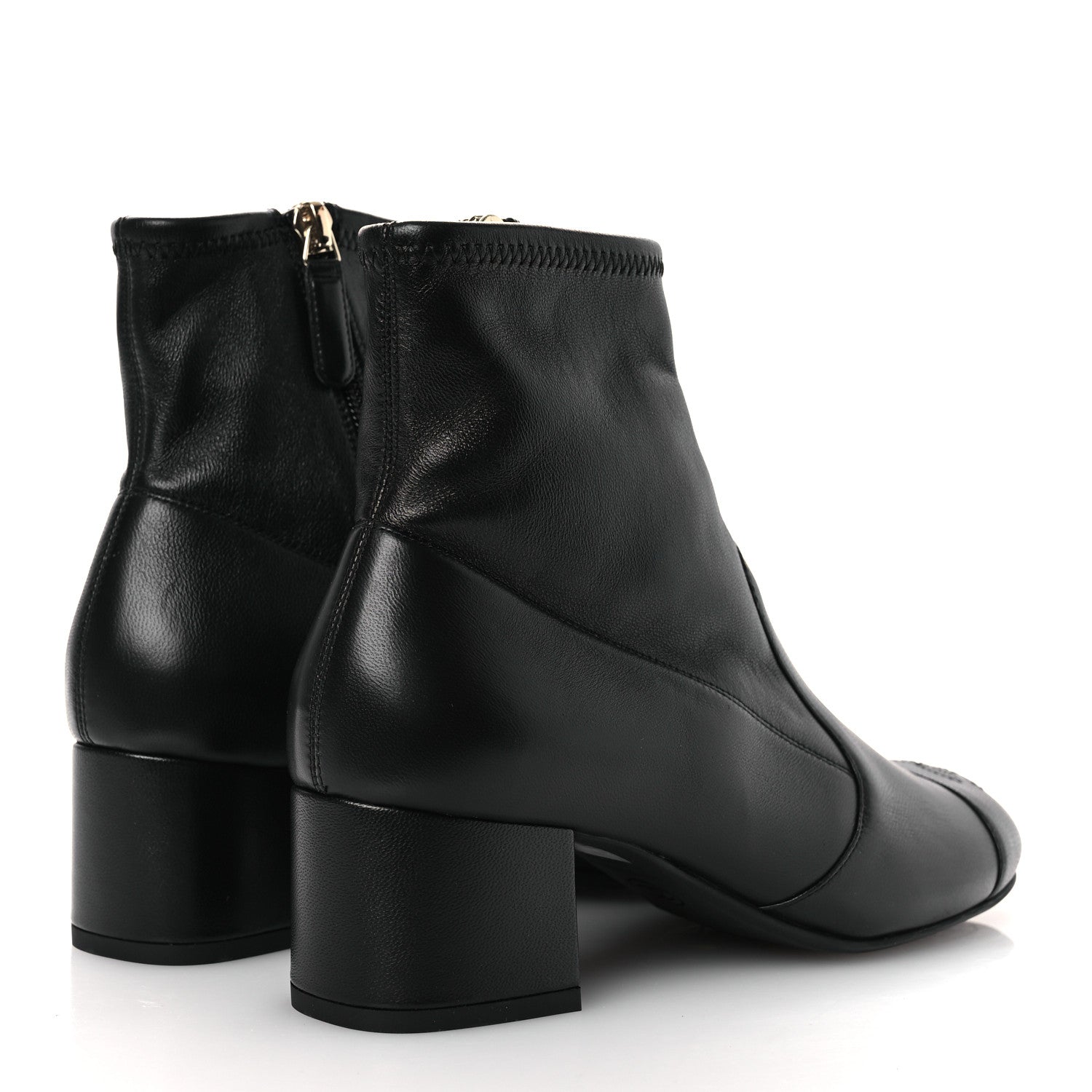 Chanel Stretch Lambskin Cap Toe CC Short Boots 36.5 Black 5 of 11