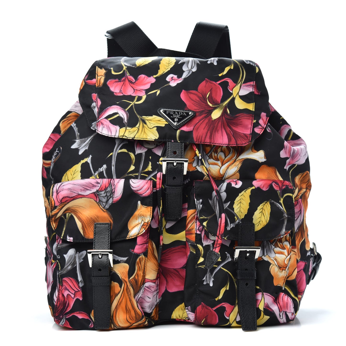 Tessuto Nylon Floral Print Medium Backpack Black