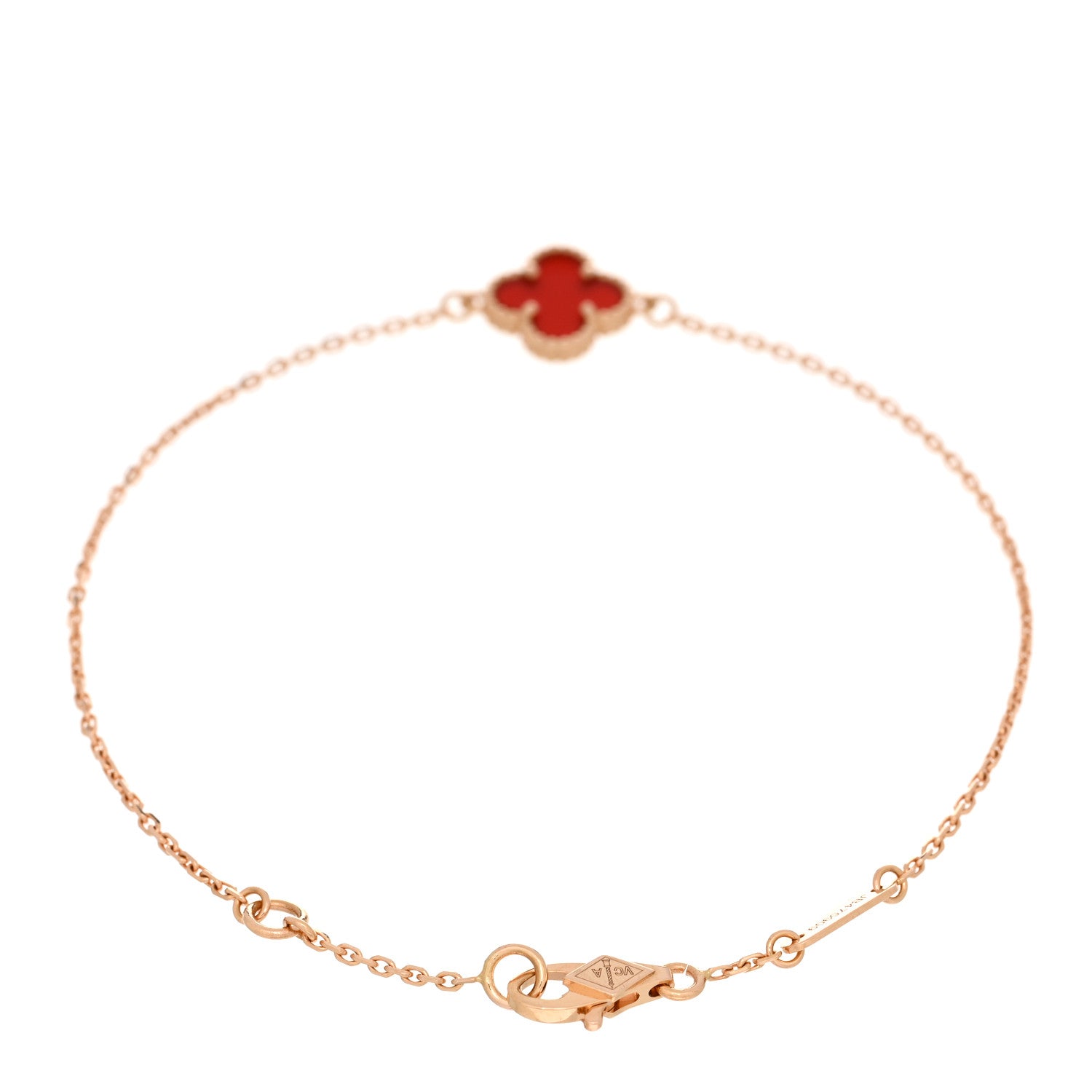 Van Cleef & Arpels 18K Rose Gold Carnelian Sweet Alhambra Bracelet 2 of 5