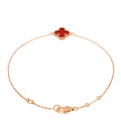 Van Cleef & Arpels 18K Rose Gold Carnelian Sweet Alhambra Bracelet 2 of 5