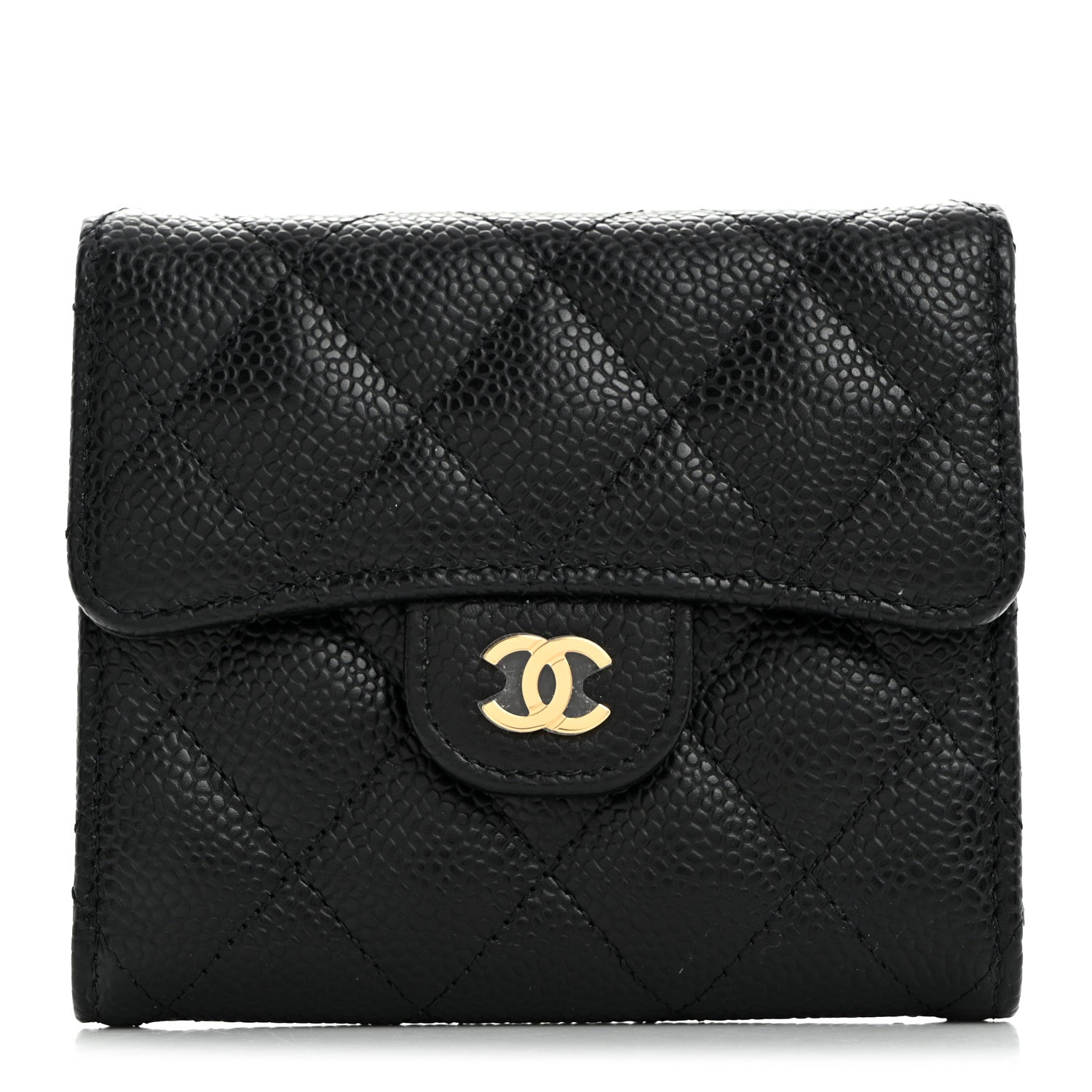 Chanel Caviar Quilted Compact Flap Wallet Black 1 of 9