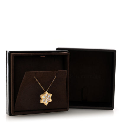 Roberto Coin 18K Yellow Gold Diamond Mother of Pearl Vernazza Flower Pendant Necklace 5 of 5