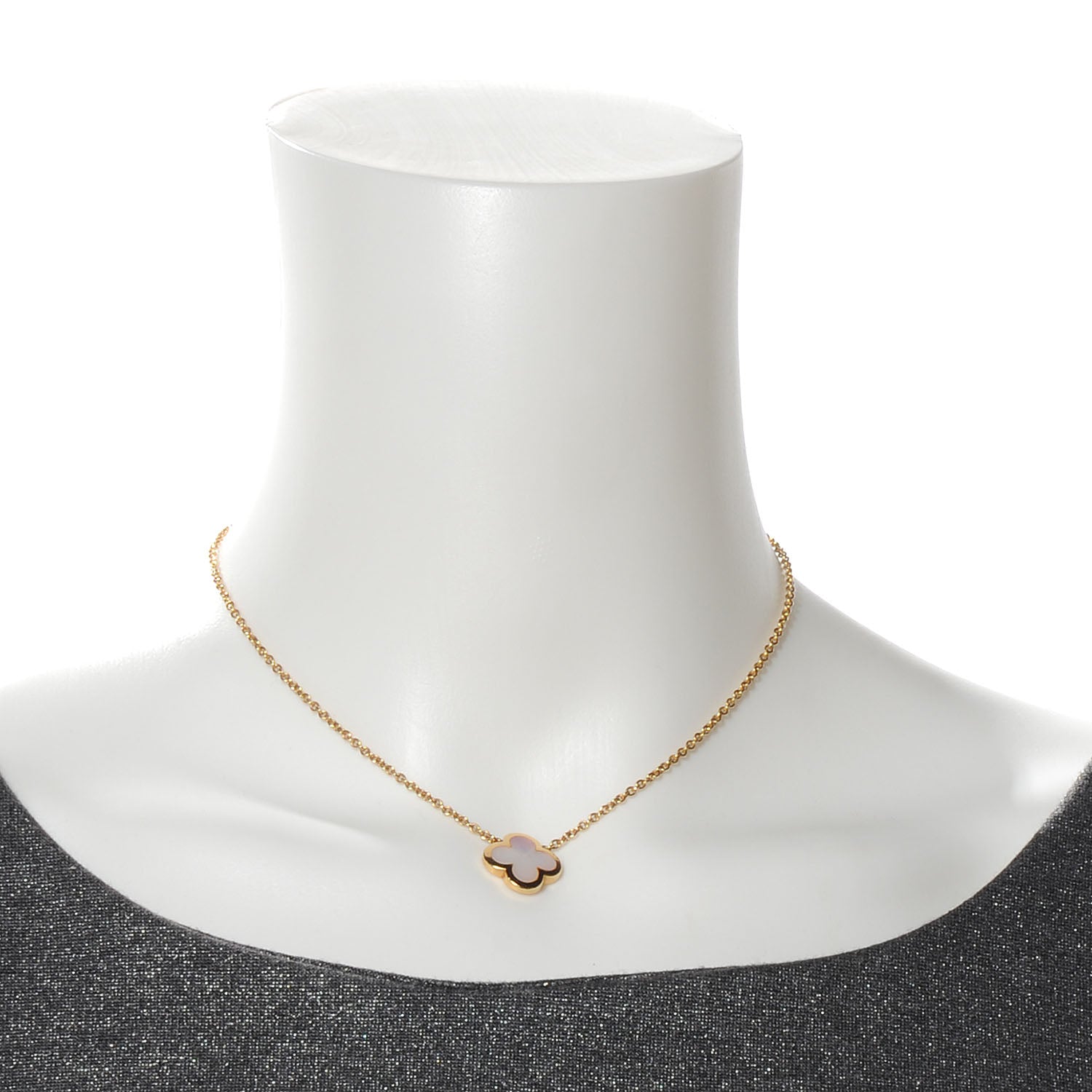 Van Cleef & Arpels 18K Yellow Gold Mother of Pearl Pure Alhambra Necklace 2 of 7