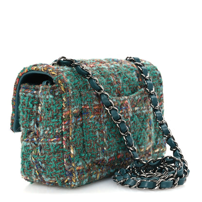 Chanel Tweed Quilted Mini Rectangular Flap Green 2 of 10