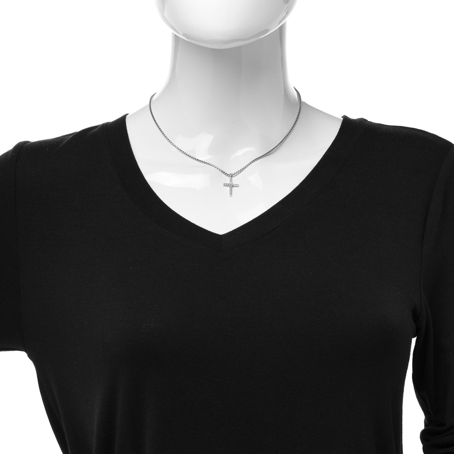 Sterling Silver Diamond Cable Classics Cross Necklace
