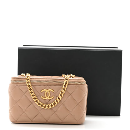 Chanel Lambskin Quilted Pearl Crush Small Vanity Case With Chain Beige 11 of 11