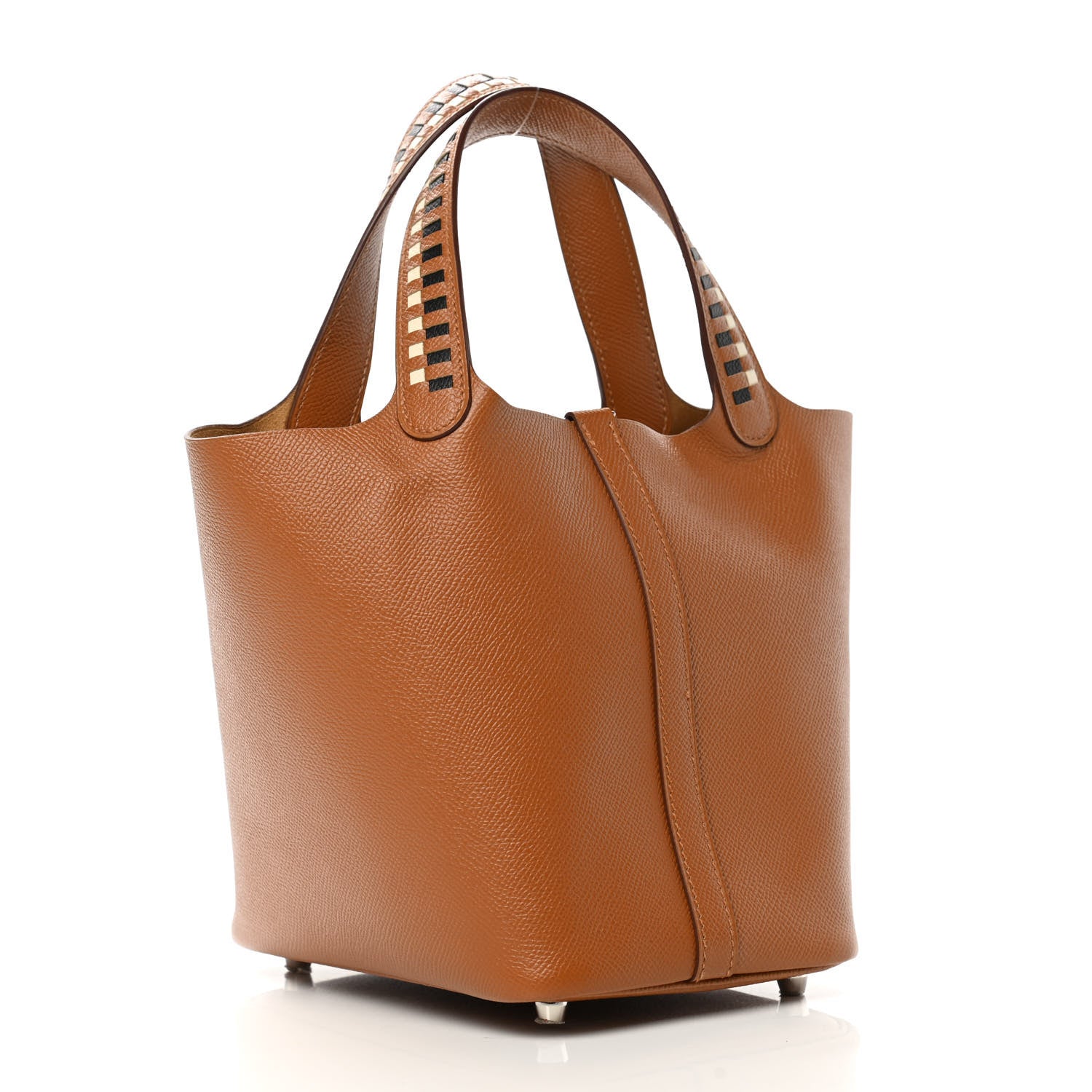 Hermes Epsom Tressage De Cuir Picotin Lock 18 PM Gold Craie Black 3 of 12