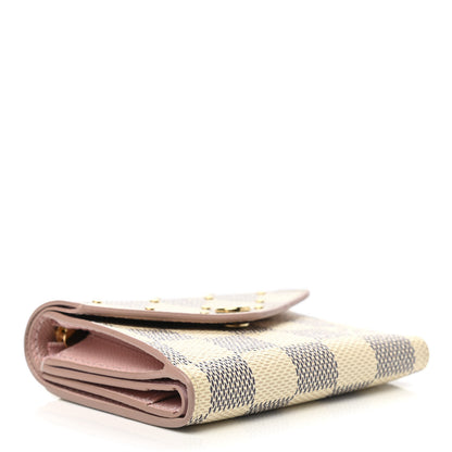 Louis Vuitton Damier Azur Studded Zoe Wallet Rose Ballerine 4 of 6