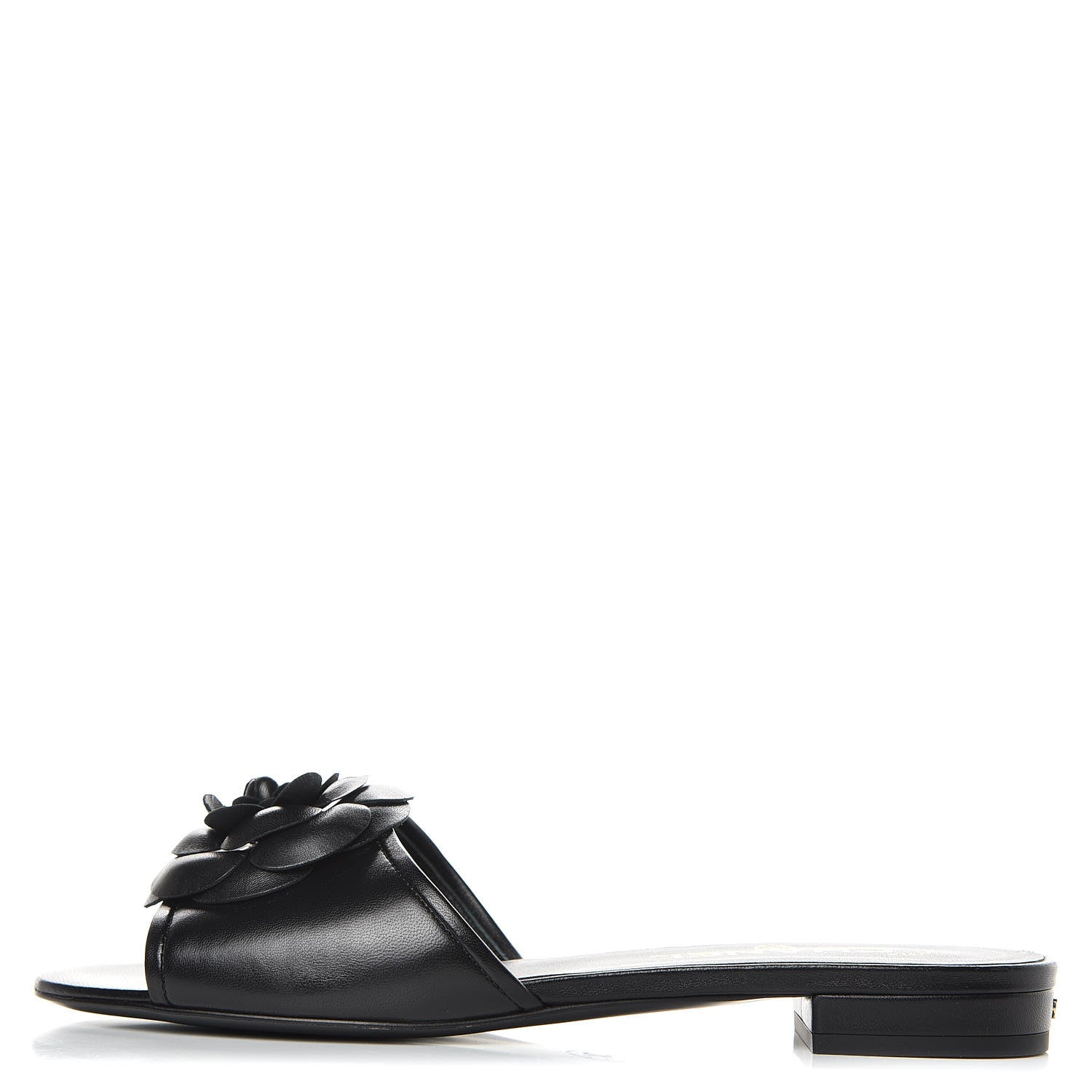Chanel Lambskin Camellia Sandal Mules 37.5 Black 1 of 9