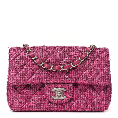 Chanel Metallic Tweed Quilted Mini Rectangular Flap Pink 1 of 12