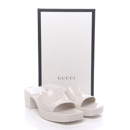 Gucci Rubber Gucci Logo Womens Platform 20/60mm Slide Sandals 38 Mystic White 8 of 8