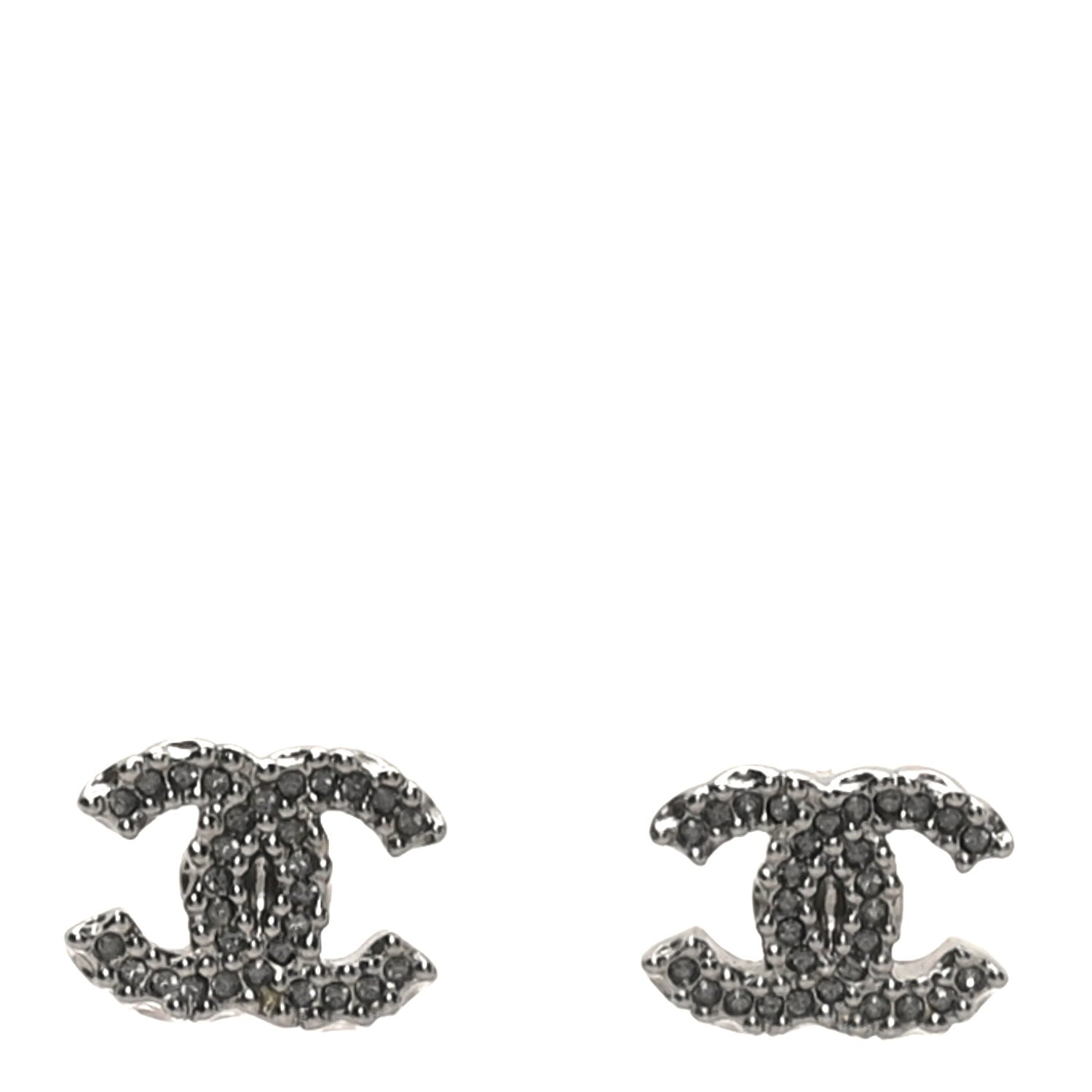 Chanel Ruthenium Crystal CC Earrings Dark Grey 1 of 5