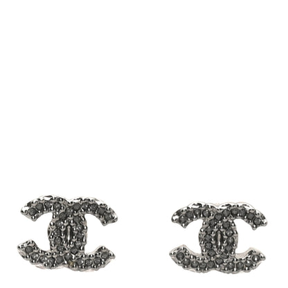 Chanel Ruthenium Crystal CC Earrings Dark Grey 1 of 5