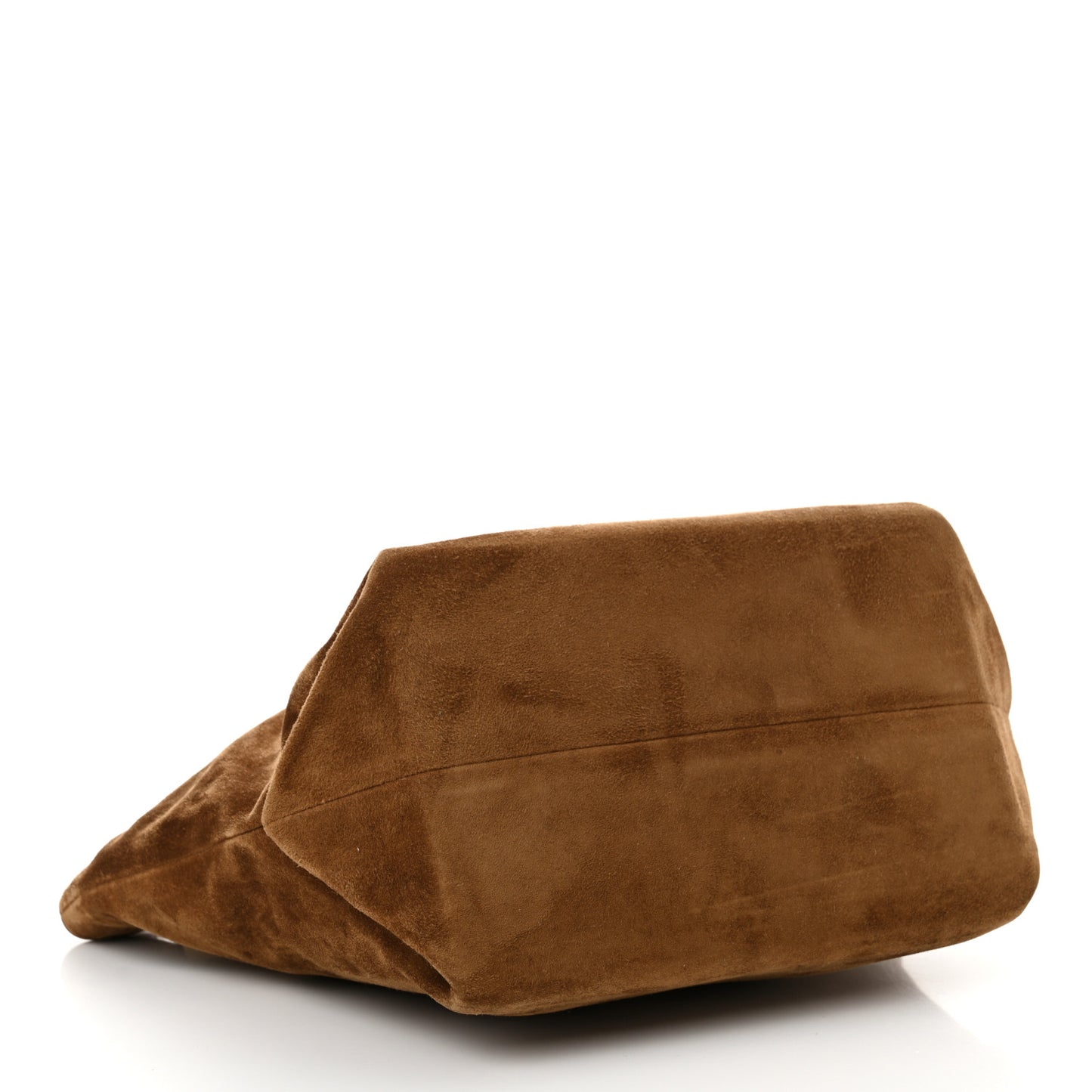 Suede Calfskin Augusta Envelope Pleated Crossbody Caramel