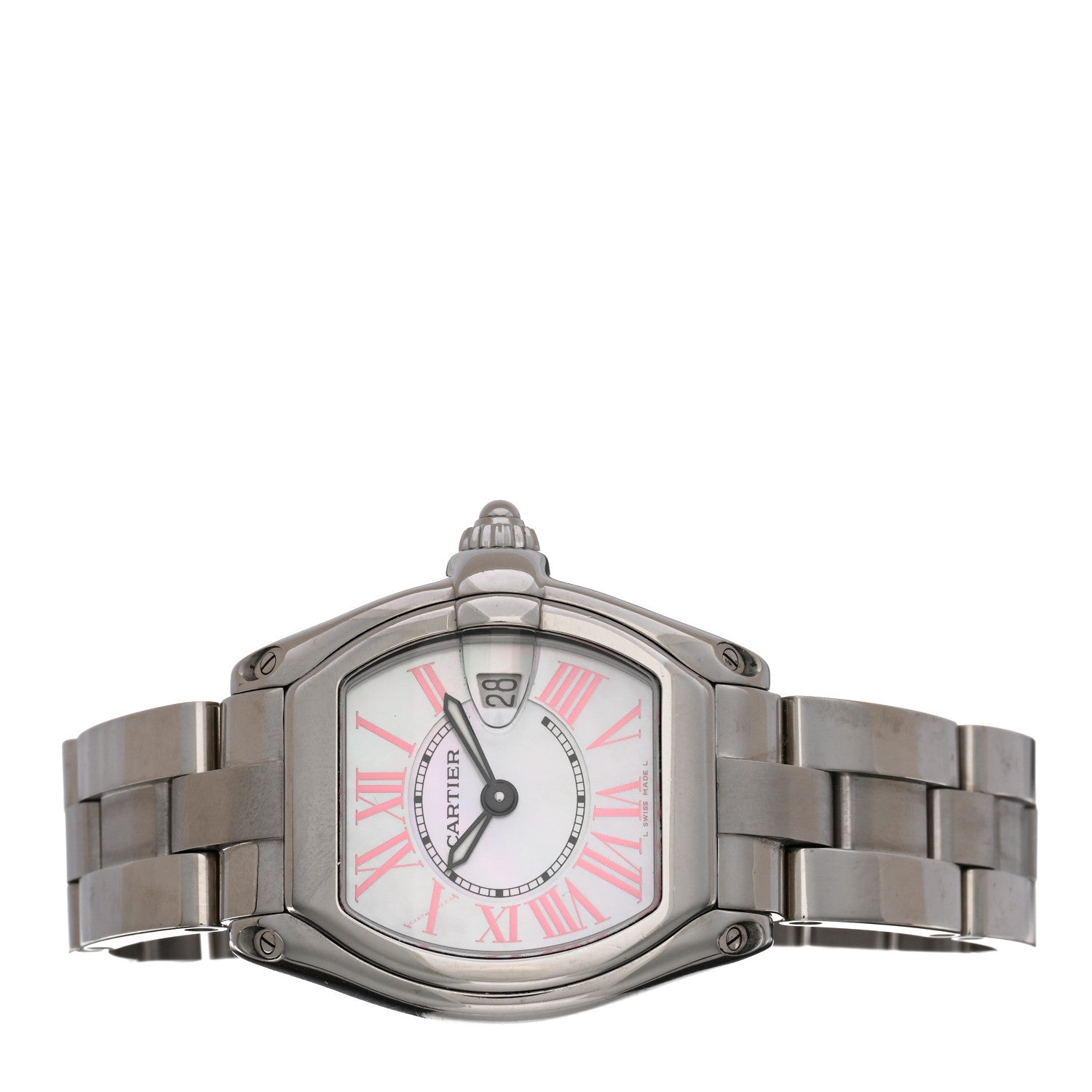 Cartier Stainless Steel Mother of Pearl 31mm Roadster Quartz Watch Pink 2 of 5