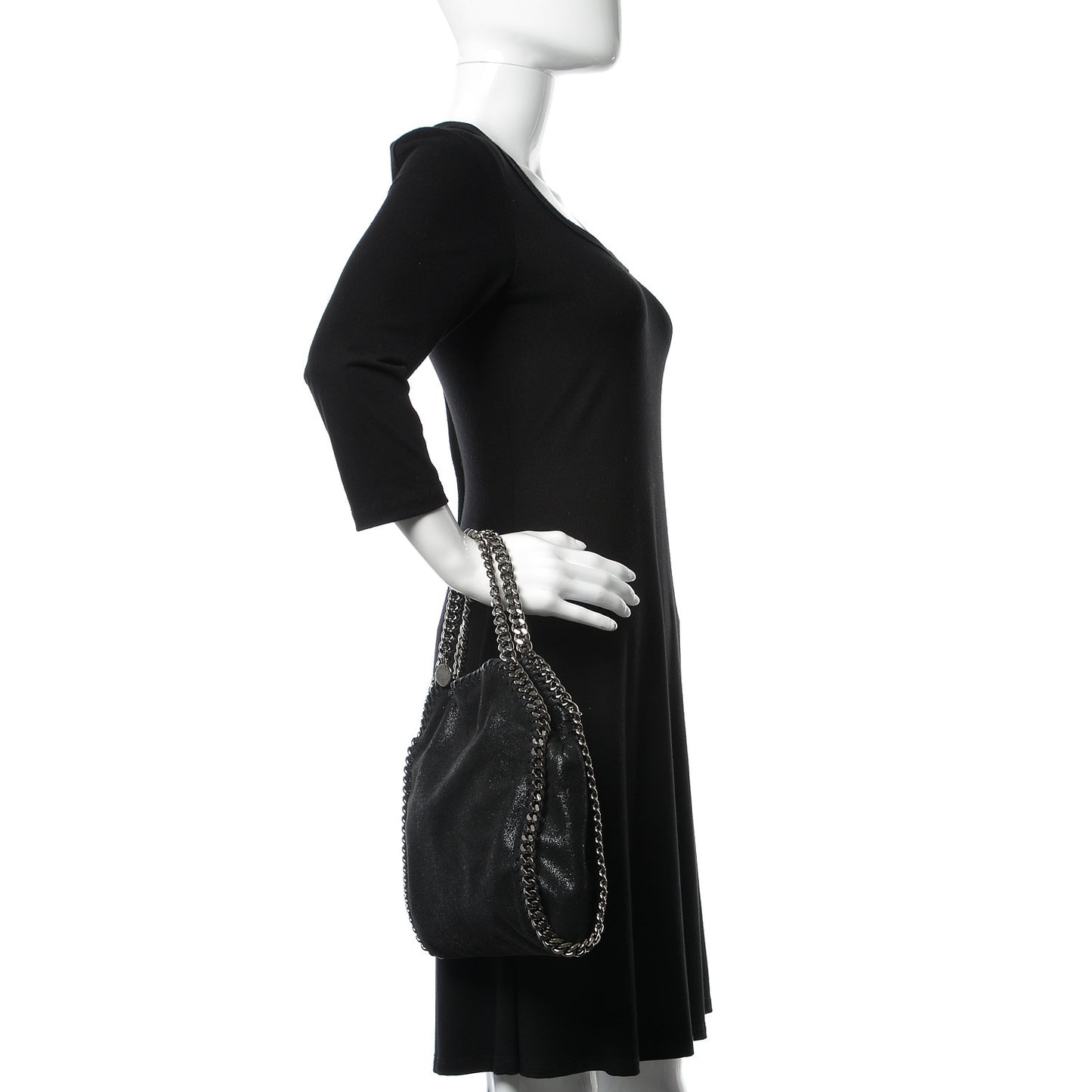 Shaggy Deer Mini Falabella Fold Over Tote Black