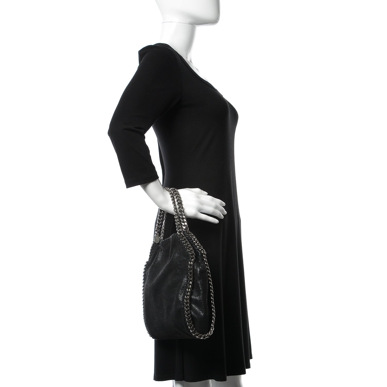 Stella McCartney Shaggy Deer Mini Falabella Fold Over Tote Black 3 of 11