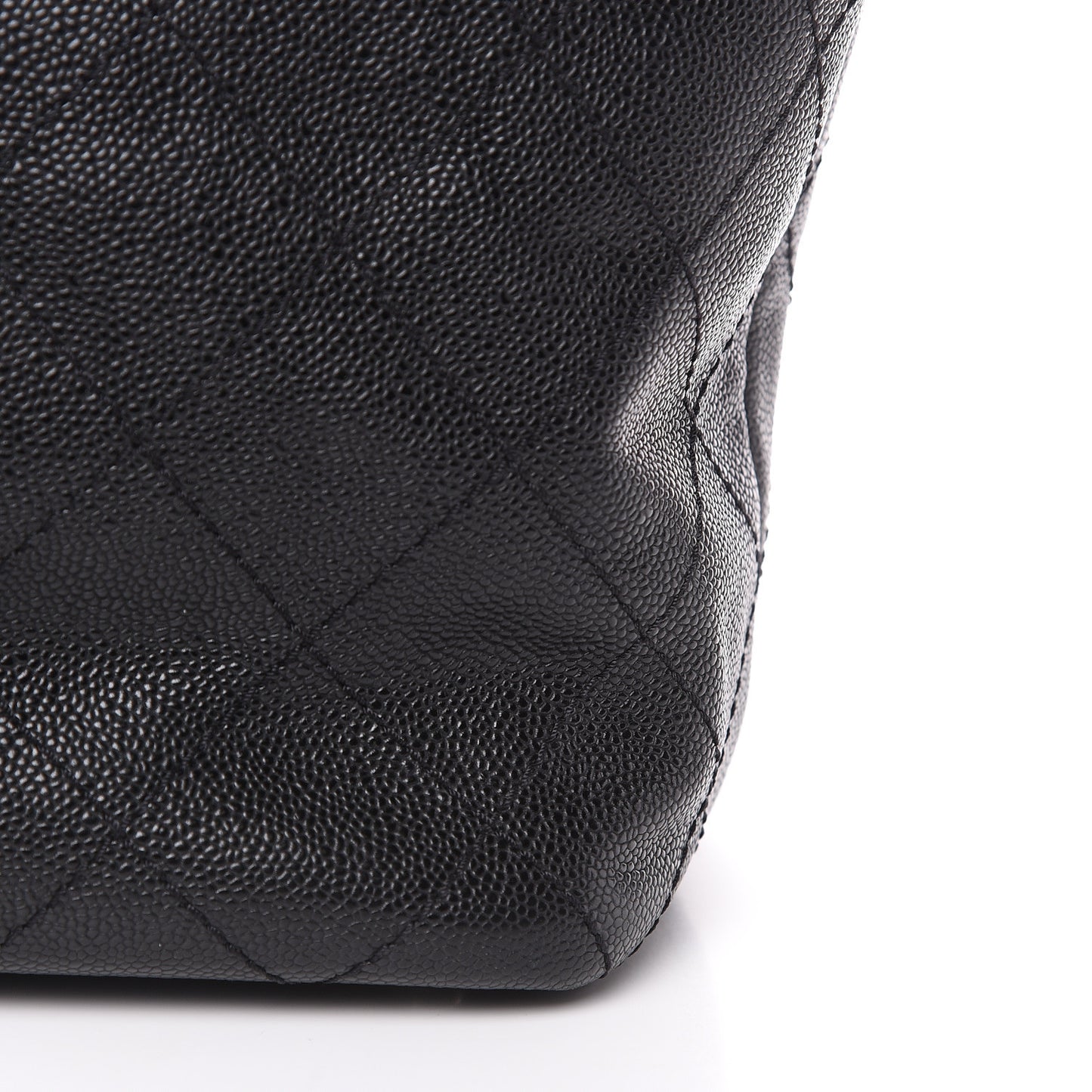 Grained Calfskin Large Shopping Fever Tote Black