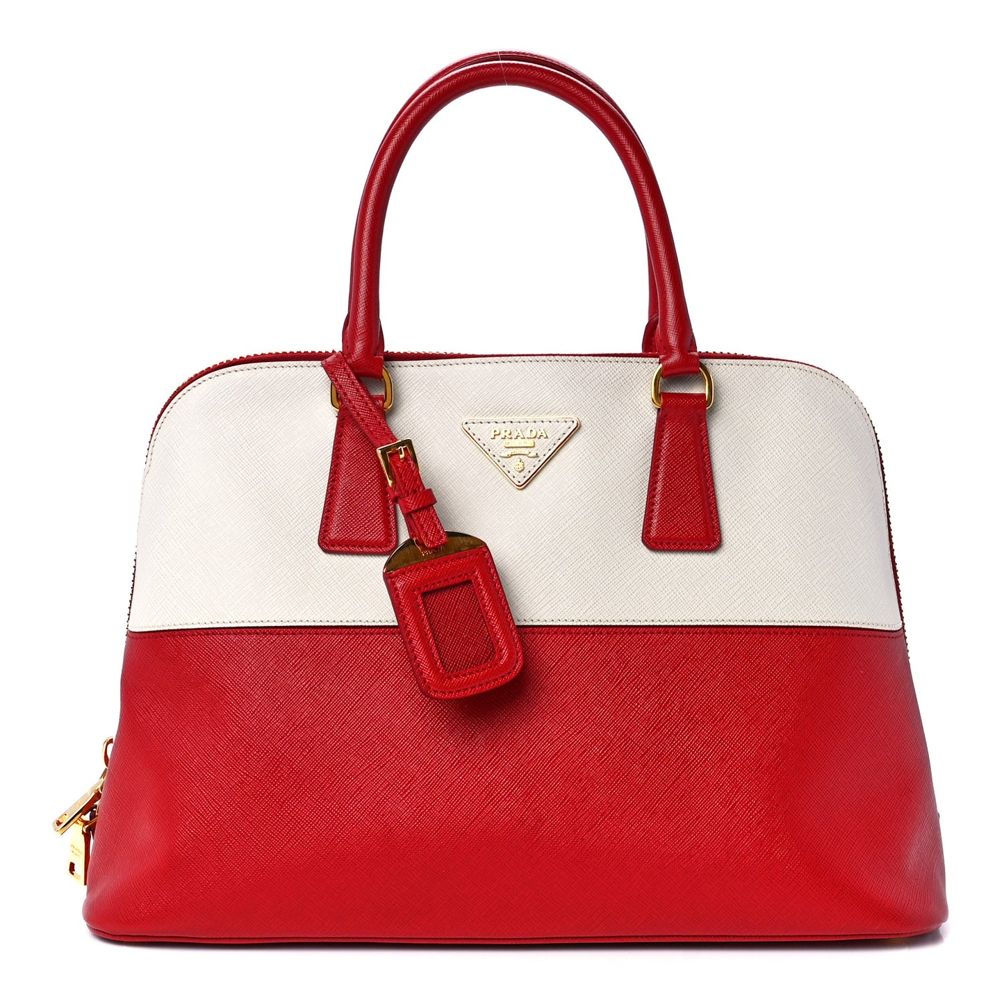 Saffiano Lux Small Promenade Tote Fuoco Talco