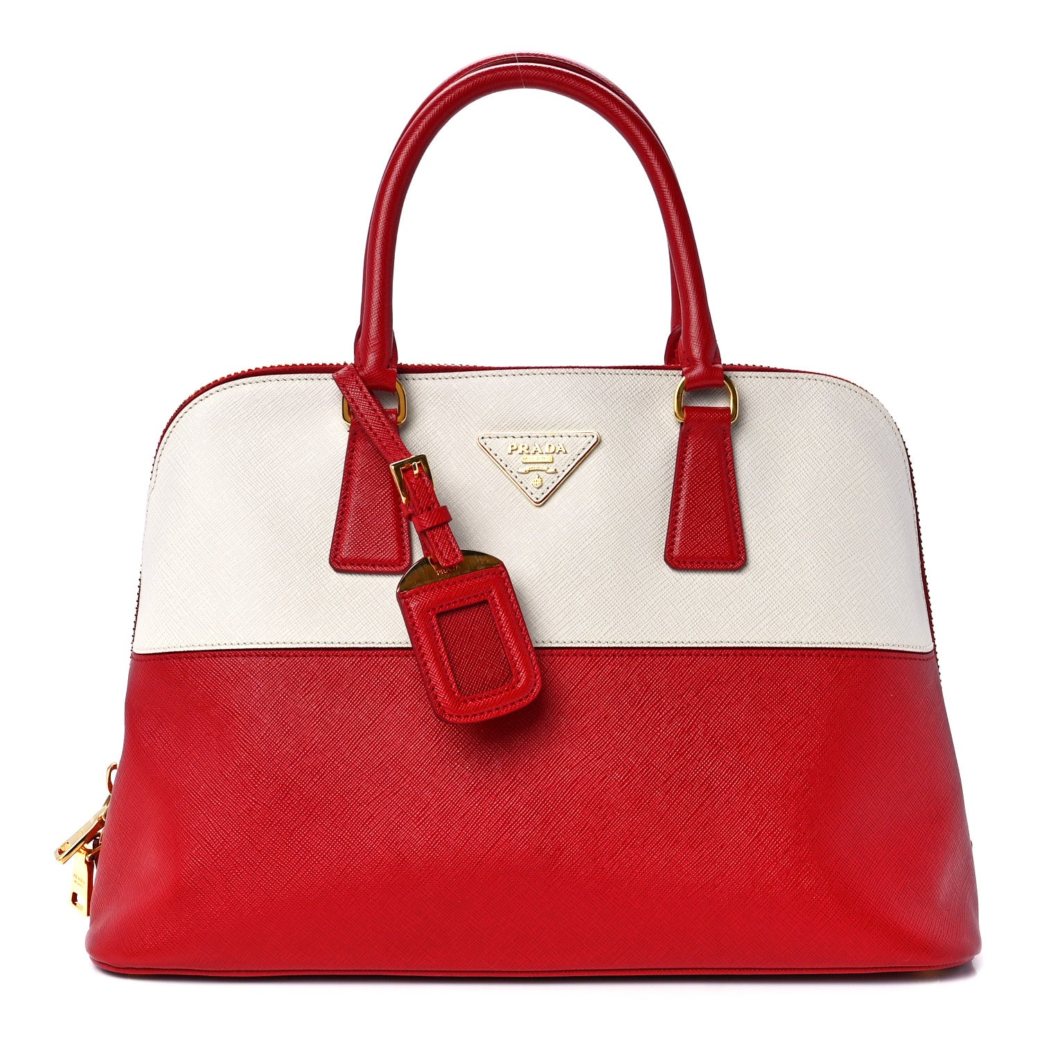 Prada Saffiano Lux Small Promenade Tote Fuoco Talco 1 of 11