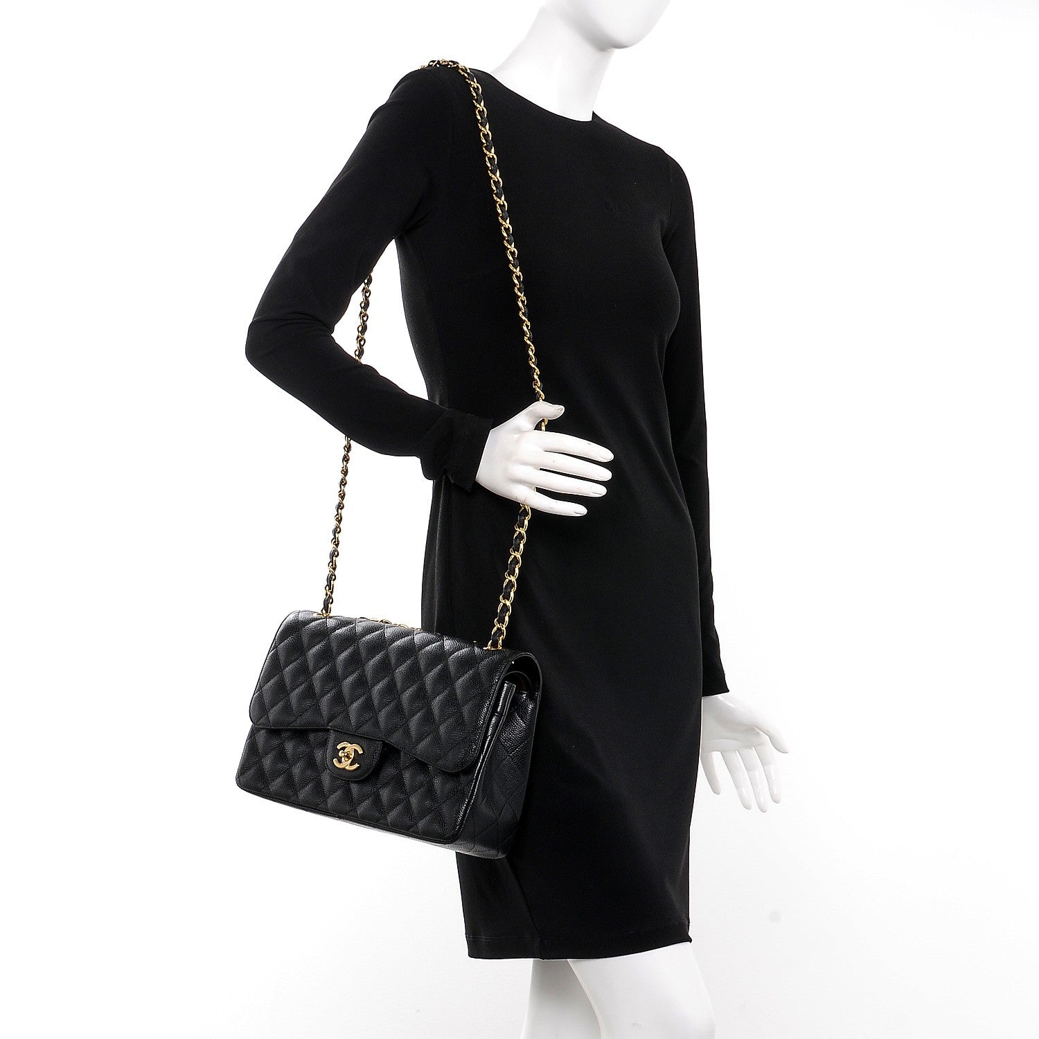 Chanel Caviar Quilted Jumbo Double Flap Black 2 of 8