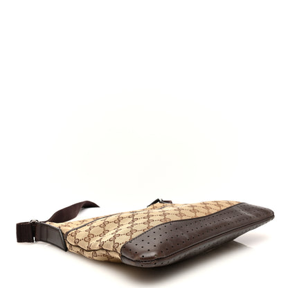 Gucci Monogram Calfskin Perforated Medium Flat Messenger Bag Dark Brown 5 of 11