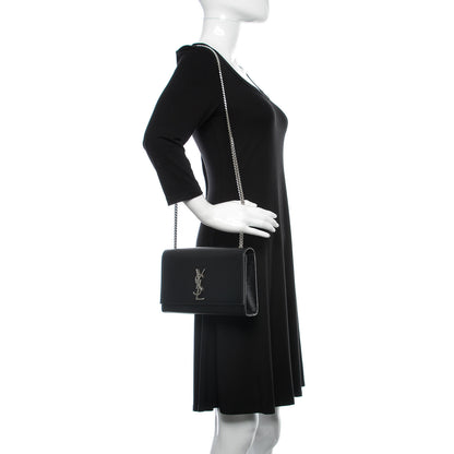 Saint Laurent Grain De Poudre Medium Classic Monogram Kate Satchel Black 2 of 12
