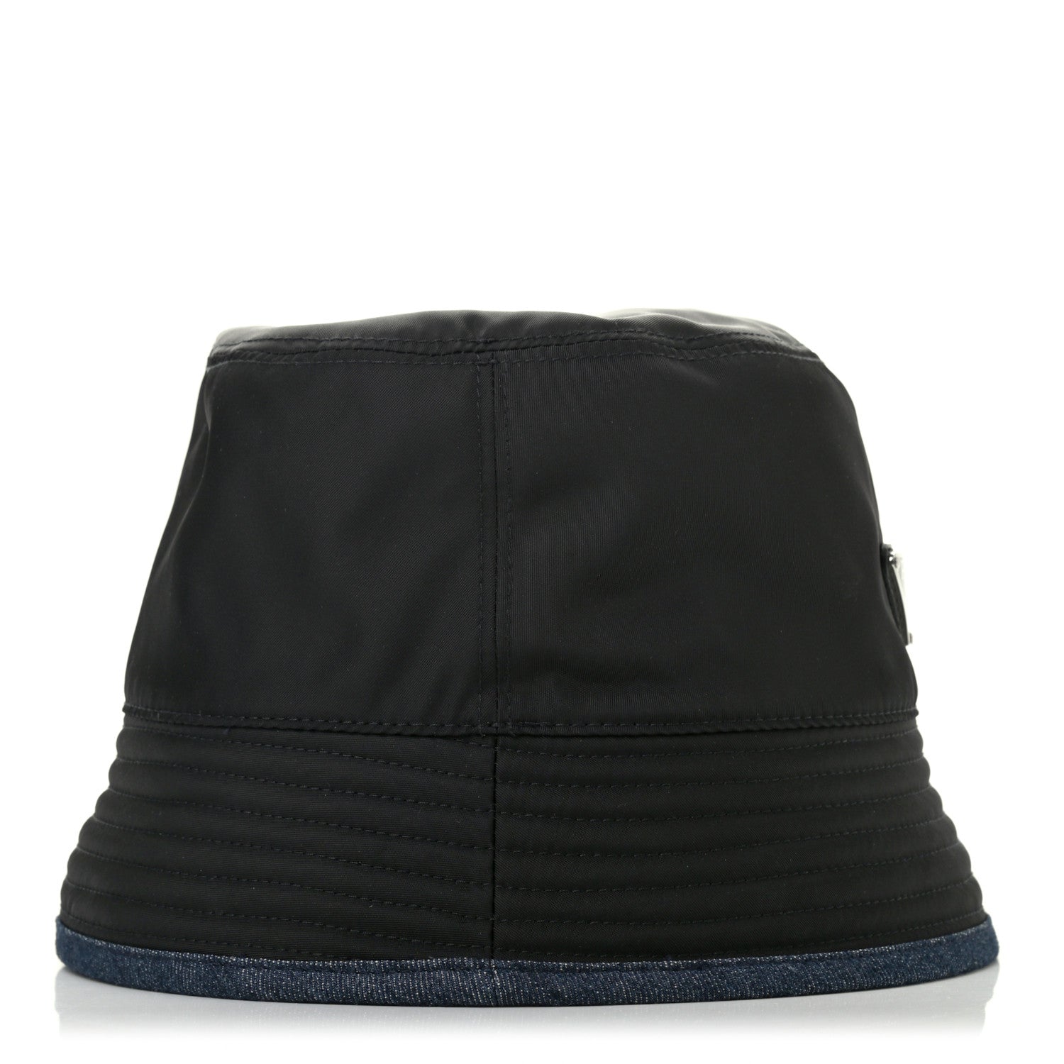 Prada Nylon Denim Metal Triangle Logo Bucket Hat M Black 5 of 9
