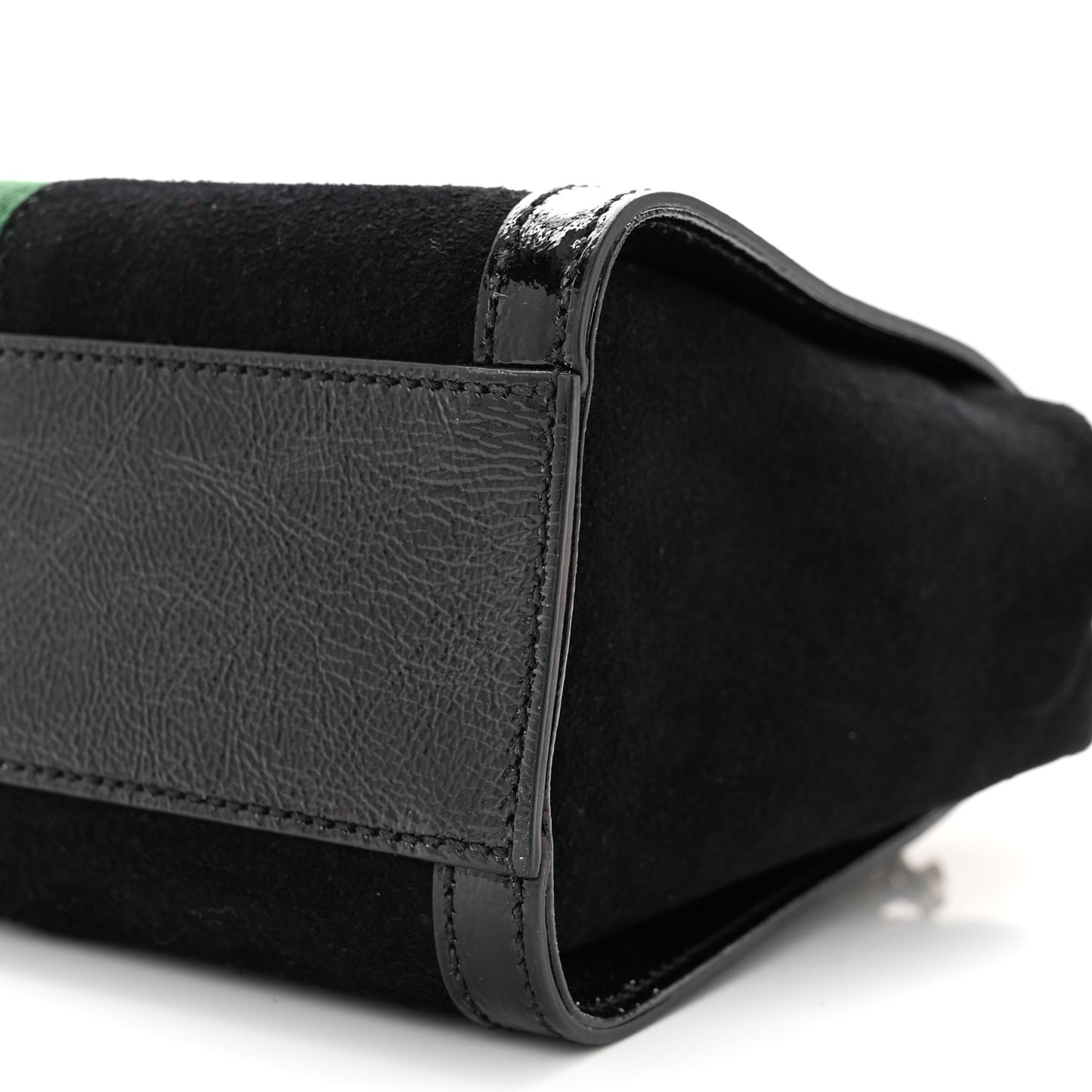 Suede Patent GG Web Small Ophidia Tote Bag Black
