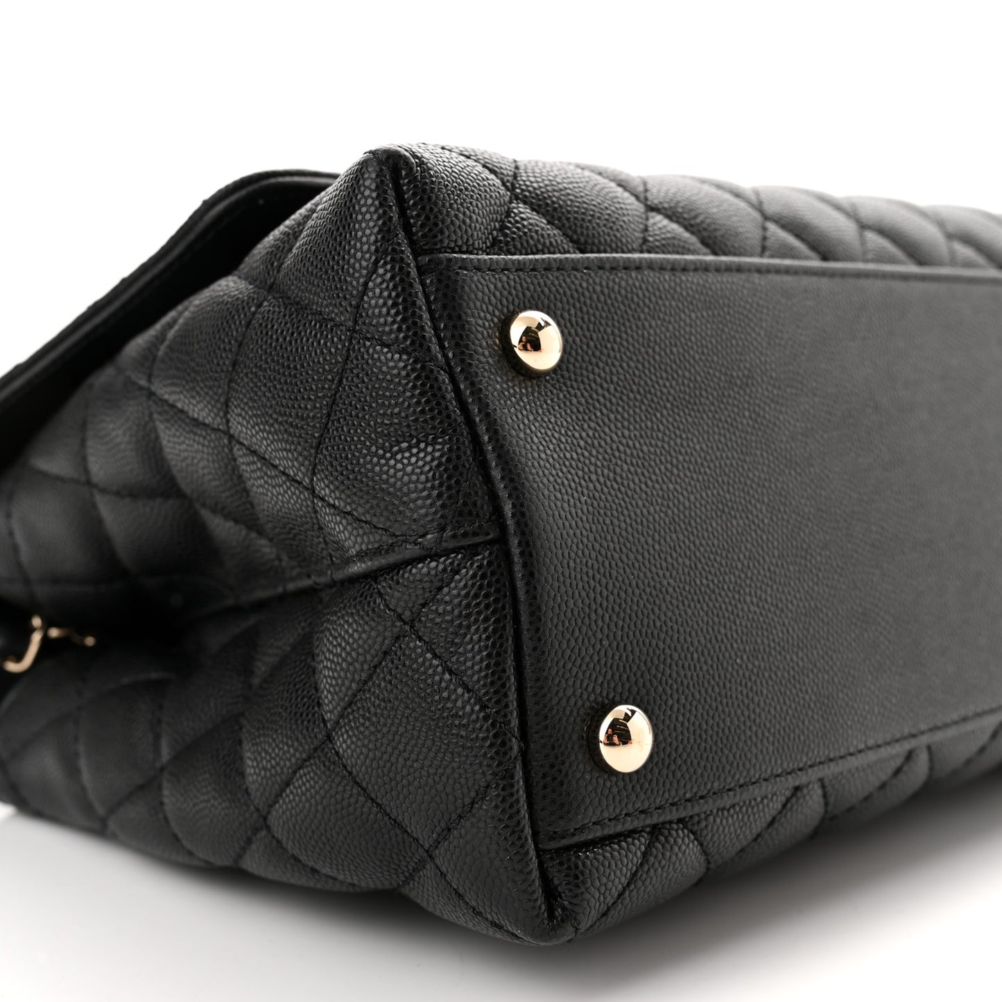 Caviar Quilted Small Coco Handle Flap Black