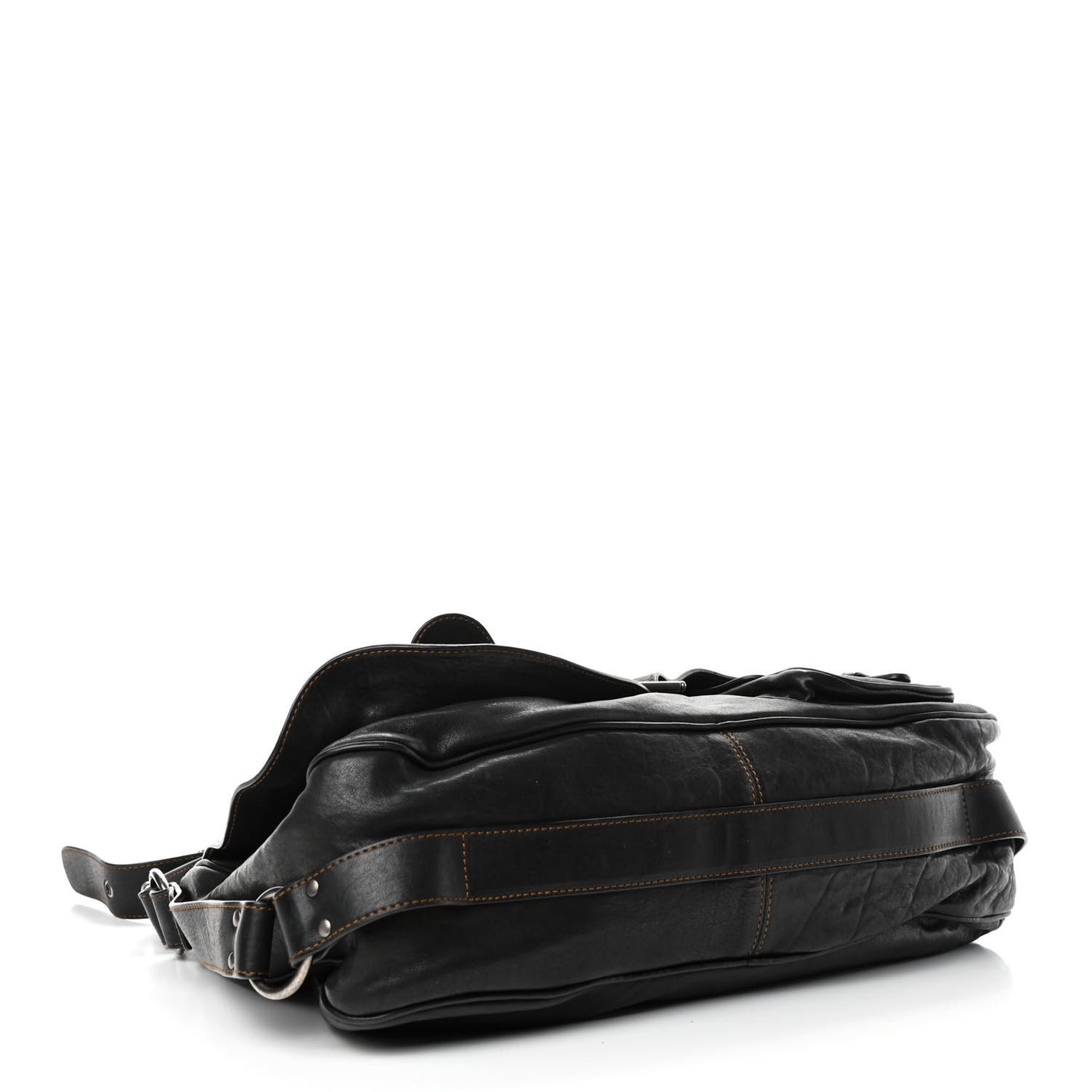 Calfskin Large Gaucho Double Saddle Bag Black