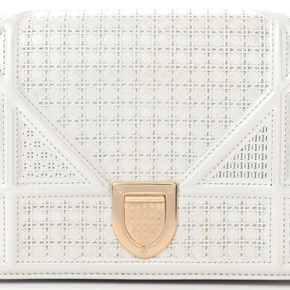 Christian Dior Patent Micro-Cannage Diorama Wallet on Chain Pouch Metallic White 8 of 11