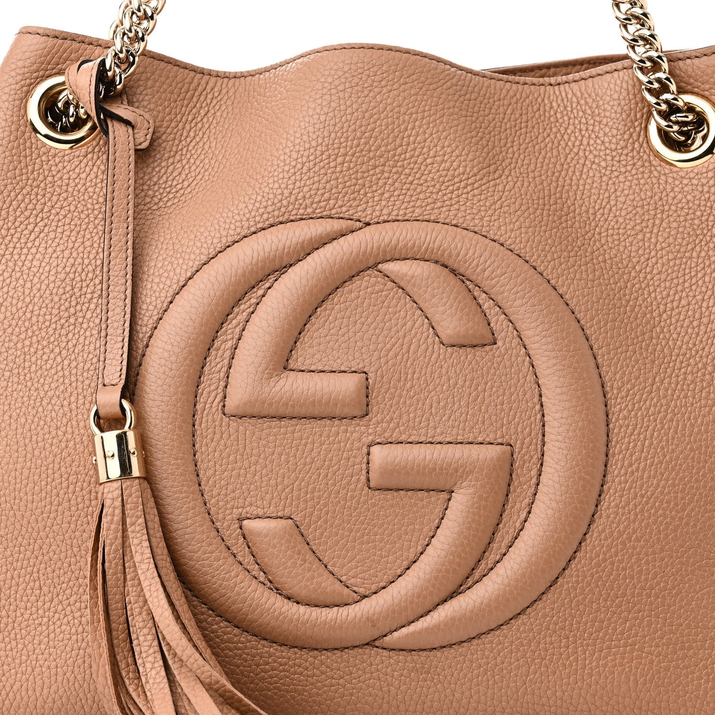 Pebbled Calfskin Medium Soho Chain Shoulder Bag Camelia