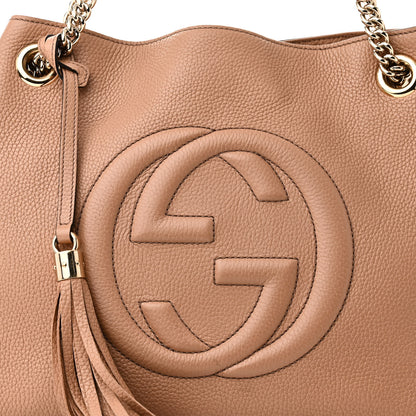 Gucci Pebbled Calfskin Medium Soho Chain Shoulder Bag Camelia 8 of 11